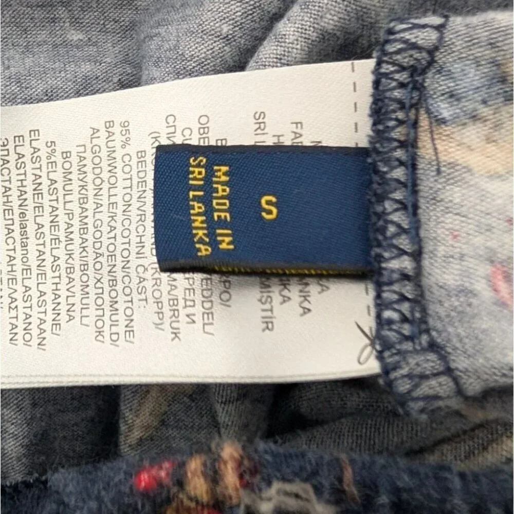 Ralph Lauren Skiing Polo Bear PJ Pants Mens Size Small Blue Elastic Waist Sleep